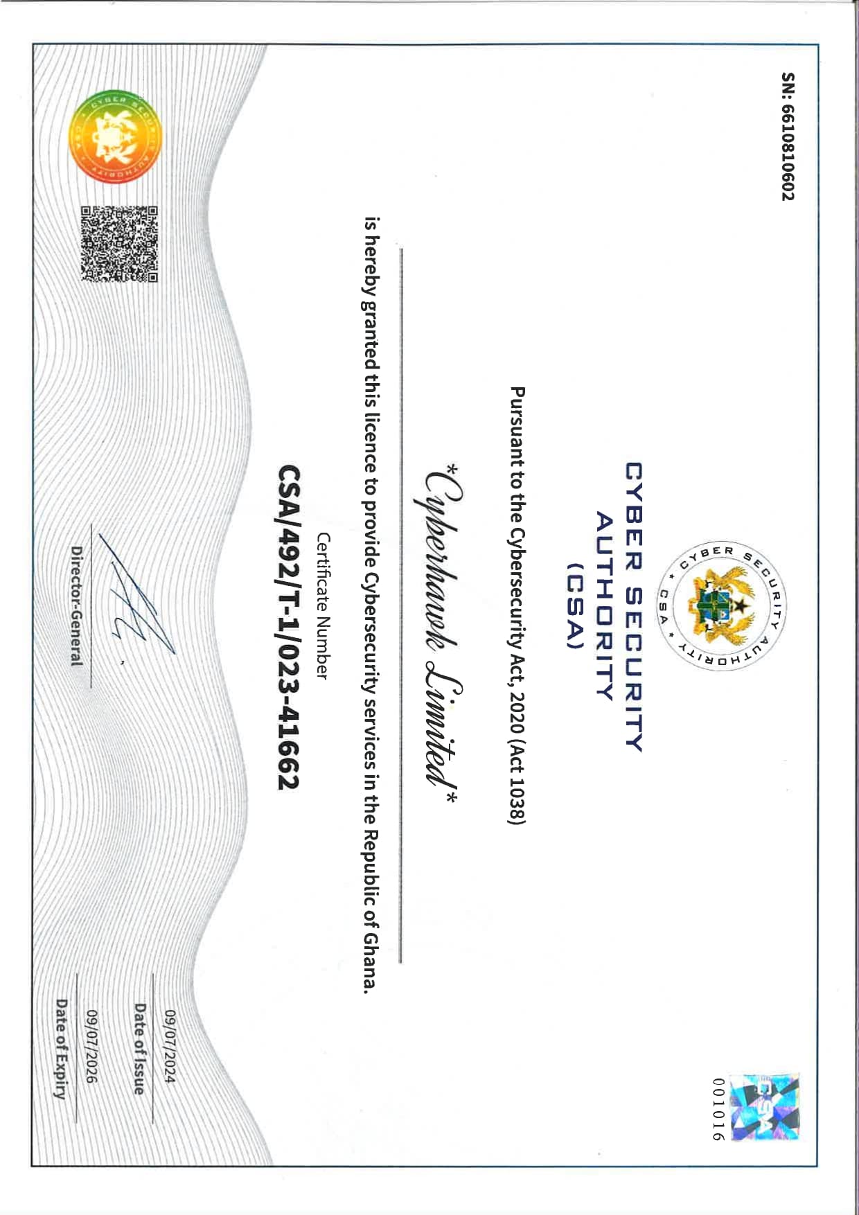 Cyberhawk CSA Provider